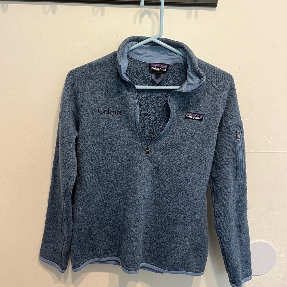 Light blue Patagonia quarter zip fleece sweater
